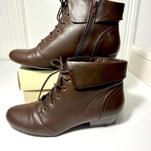 Kim Rogers Brown lace-Up Booties Size 8.5 - Picture 5 of 7